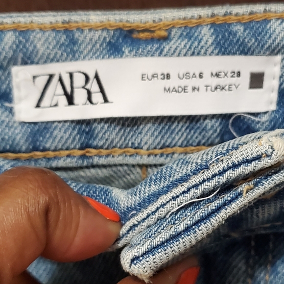 Zara Ripped High-Rise Rigid Fit Mom Ankle Length Jeans Size 6 - Picture 11 of 12